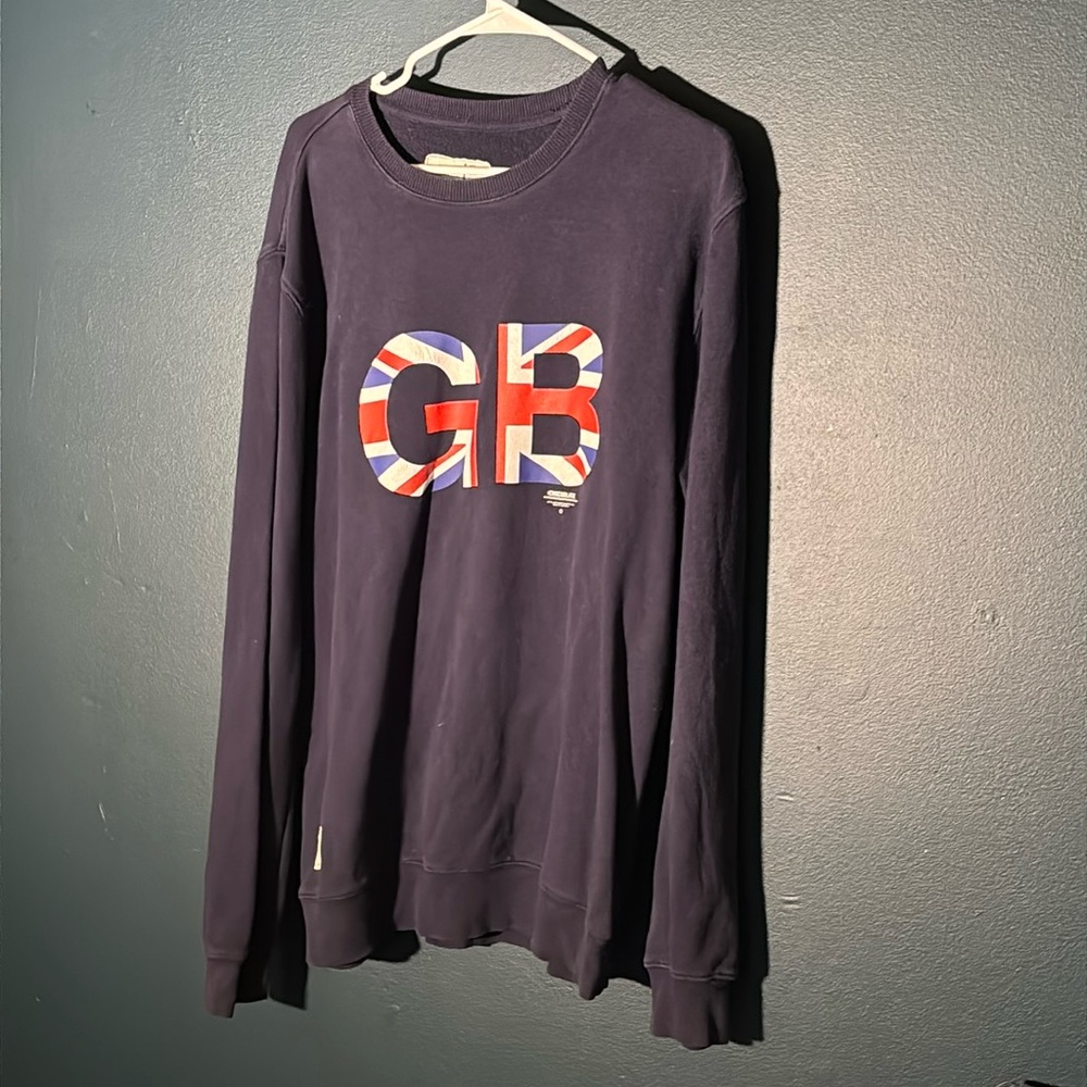Chocolate Skateboarding Men’s Pull over Crewneck GB Union Jack Navy Size XL